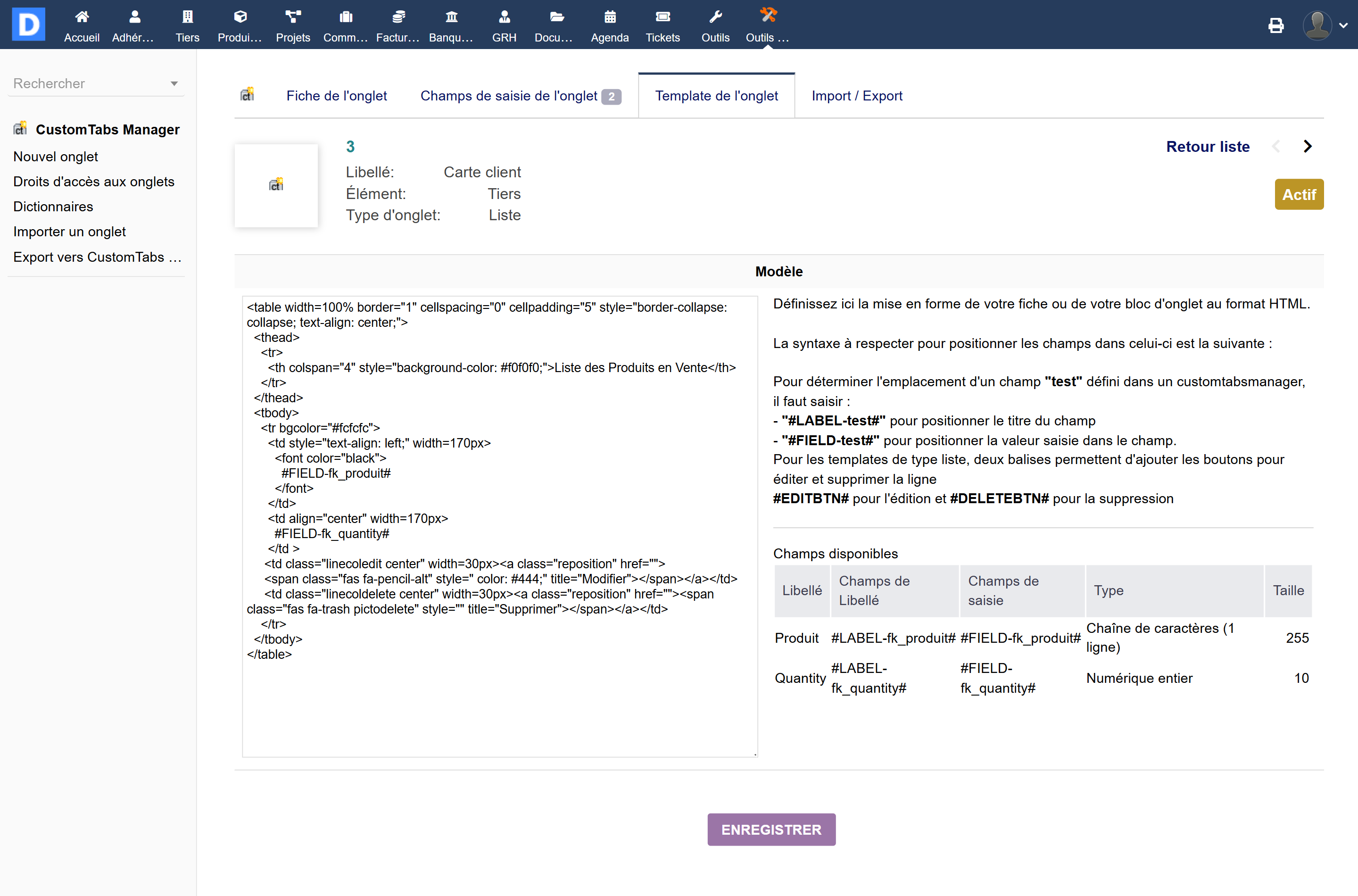 Custom Tabs Manager - Dolibarr MarketPlace