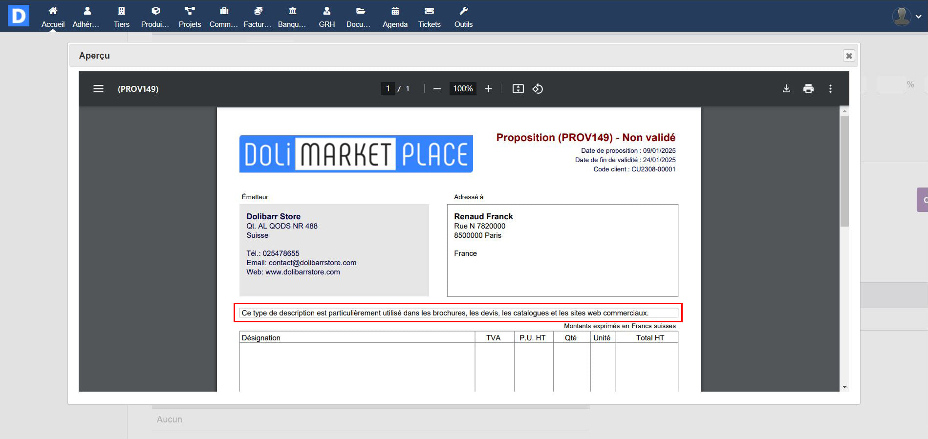 Quick Notes - Dolibarr MarketPlace