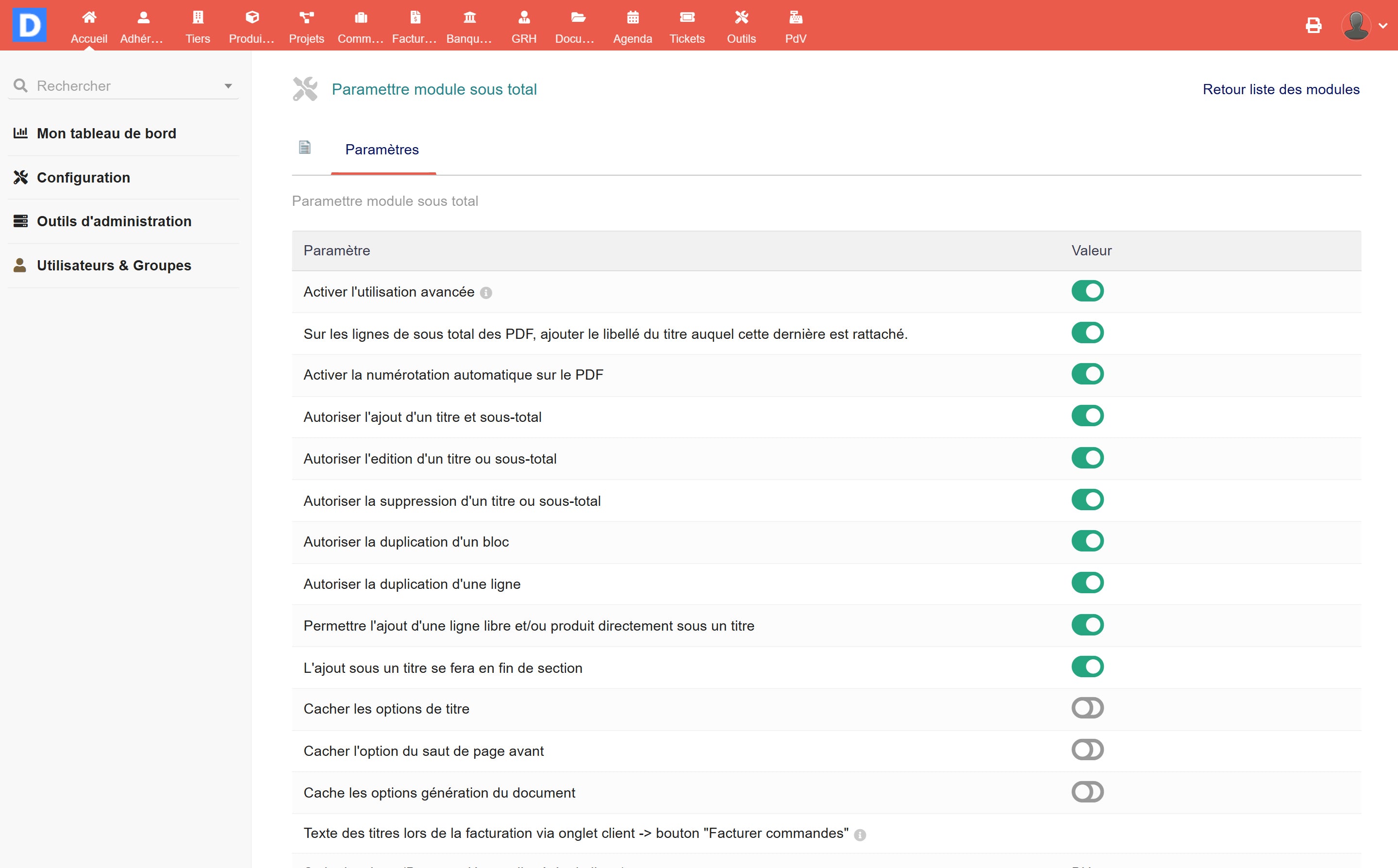 Subtotal Organizer - Dolibarr MarketPlace