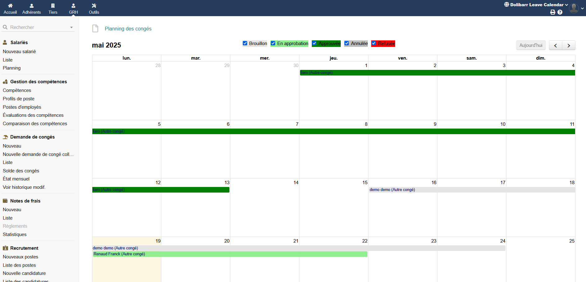 Dolibarr Leave Calendar