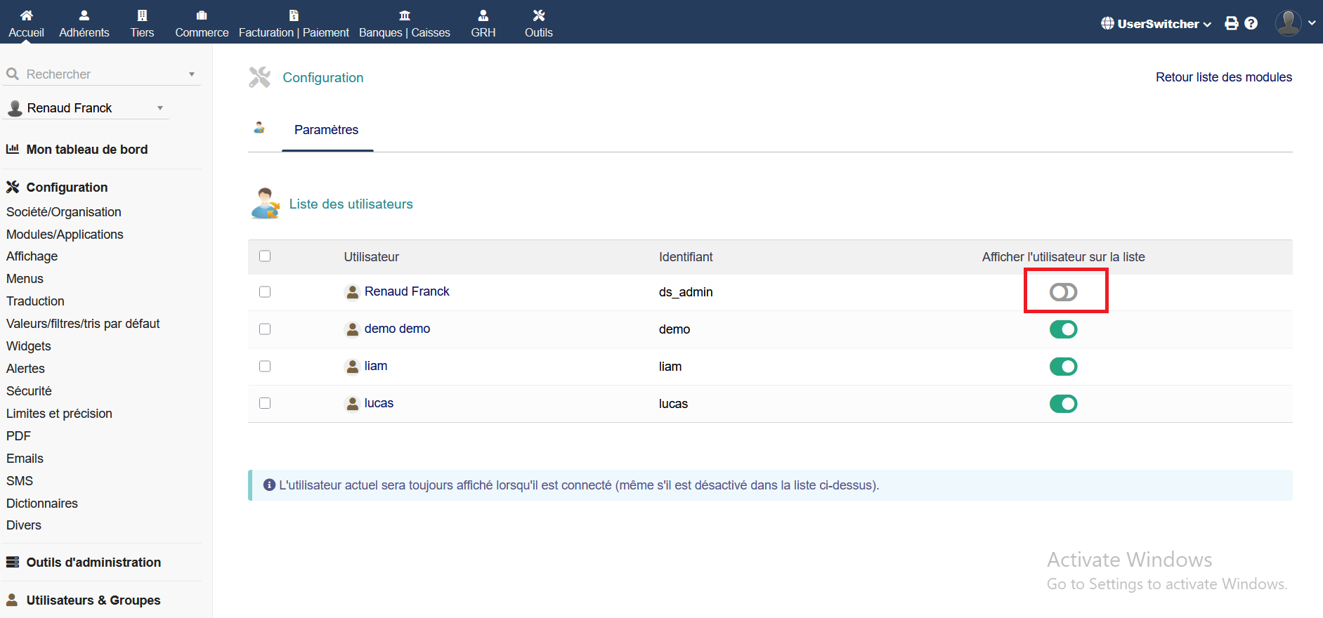 User Switcher - Dolibarr MarketPlace