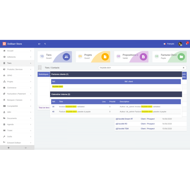 AJAX live search for Dolibarr - Doli Marketplace
