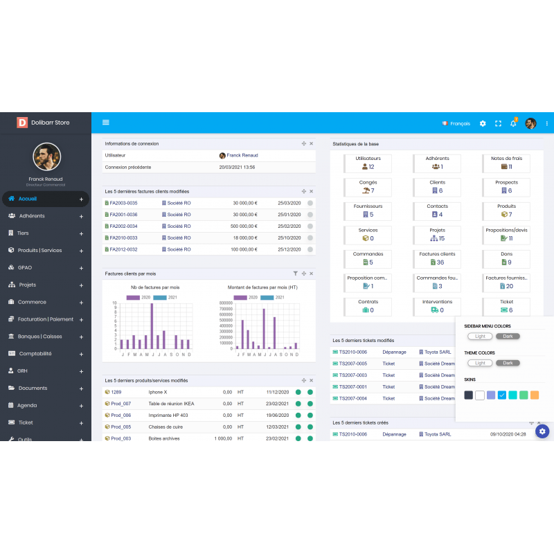Dark & Light Pro ERP Dolibarr theme - Doli Marketplace