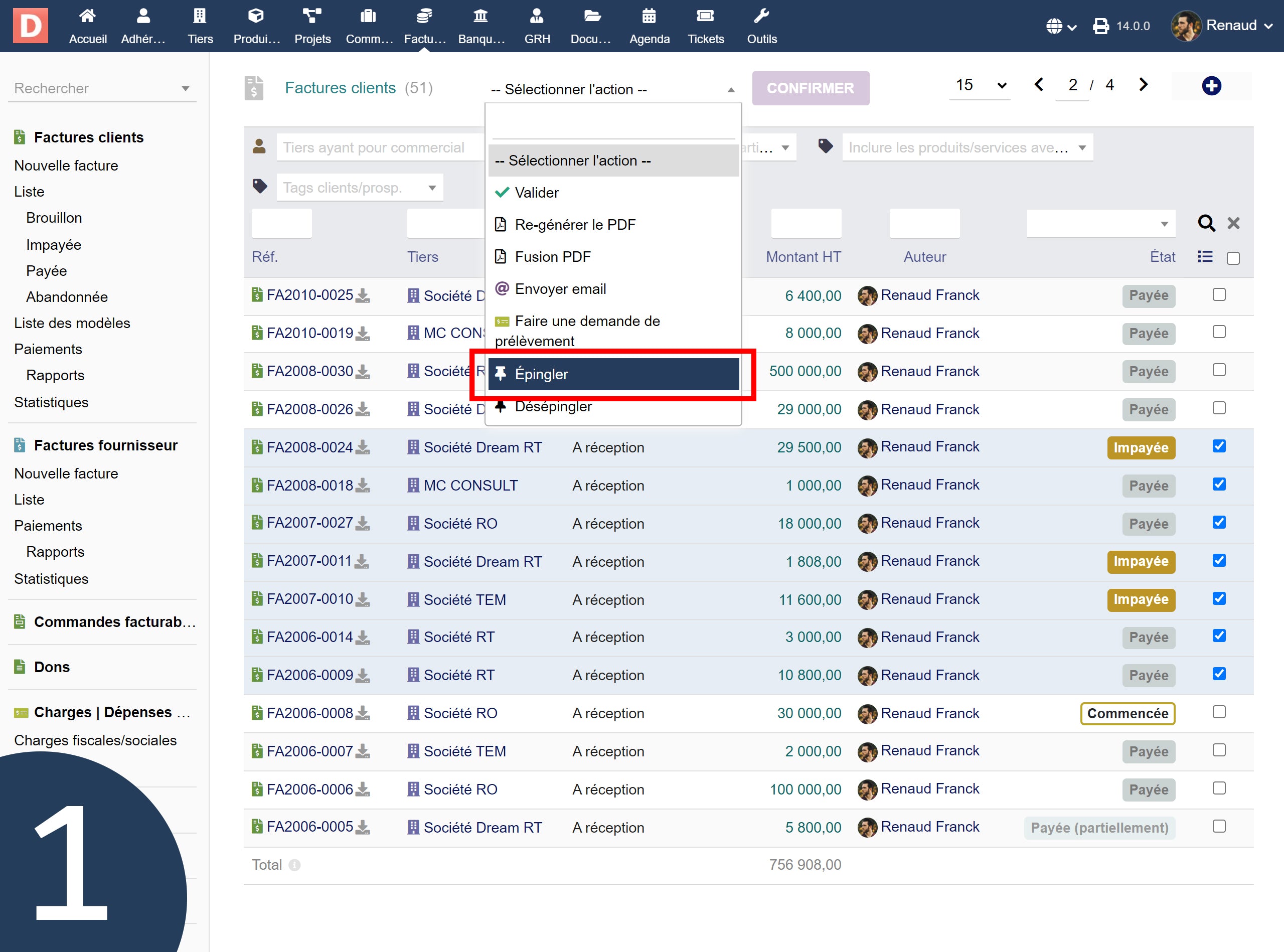 Pin rows of lists Dolibarr - Doli MarketPlace