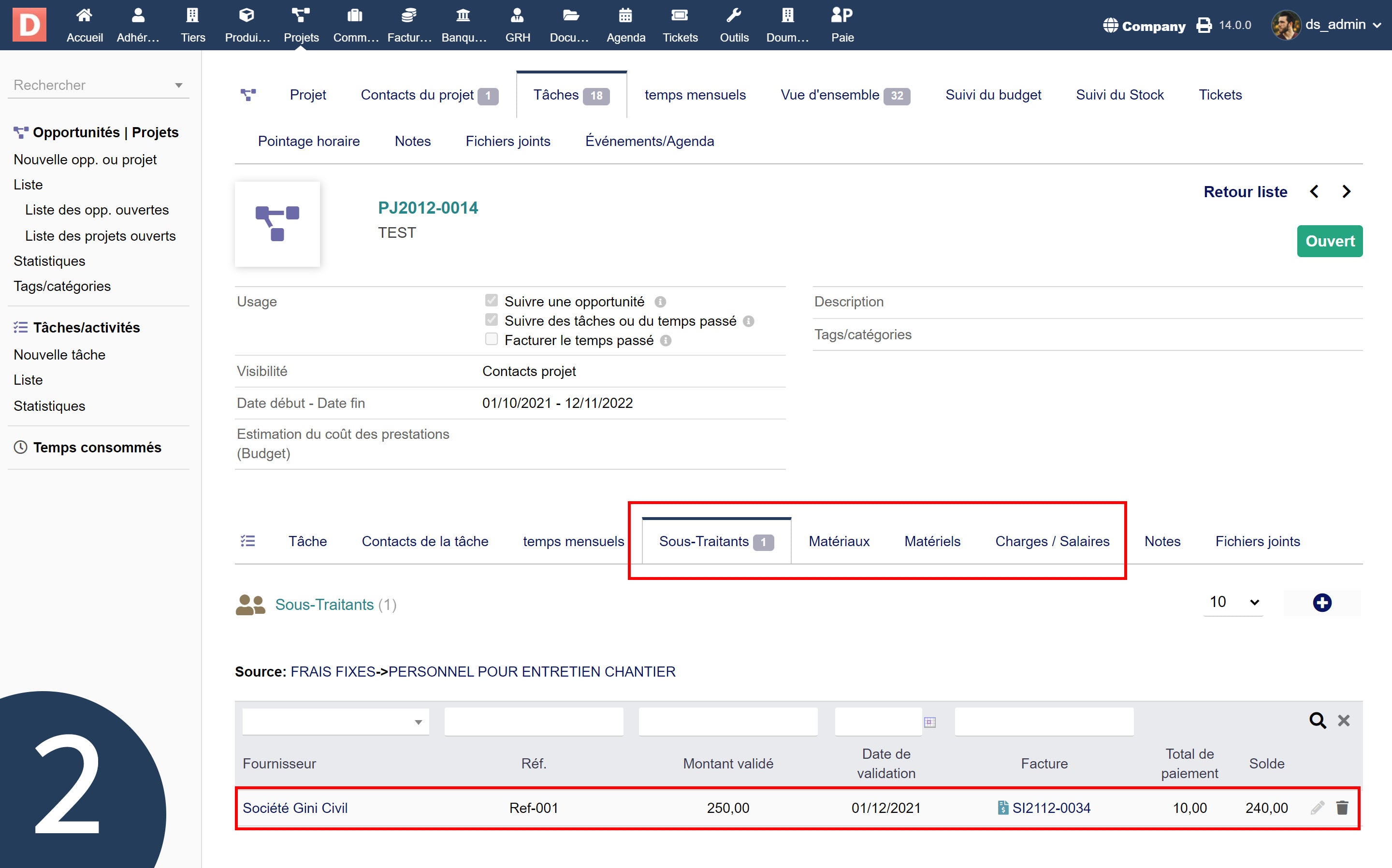 BTP project budget monitoring - Dolibarr MarketPlace