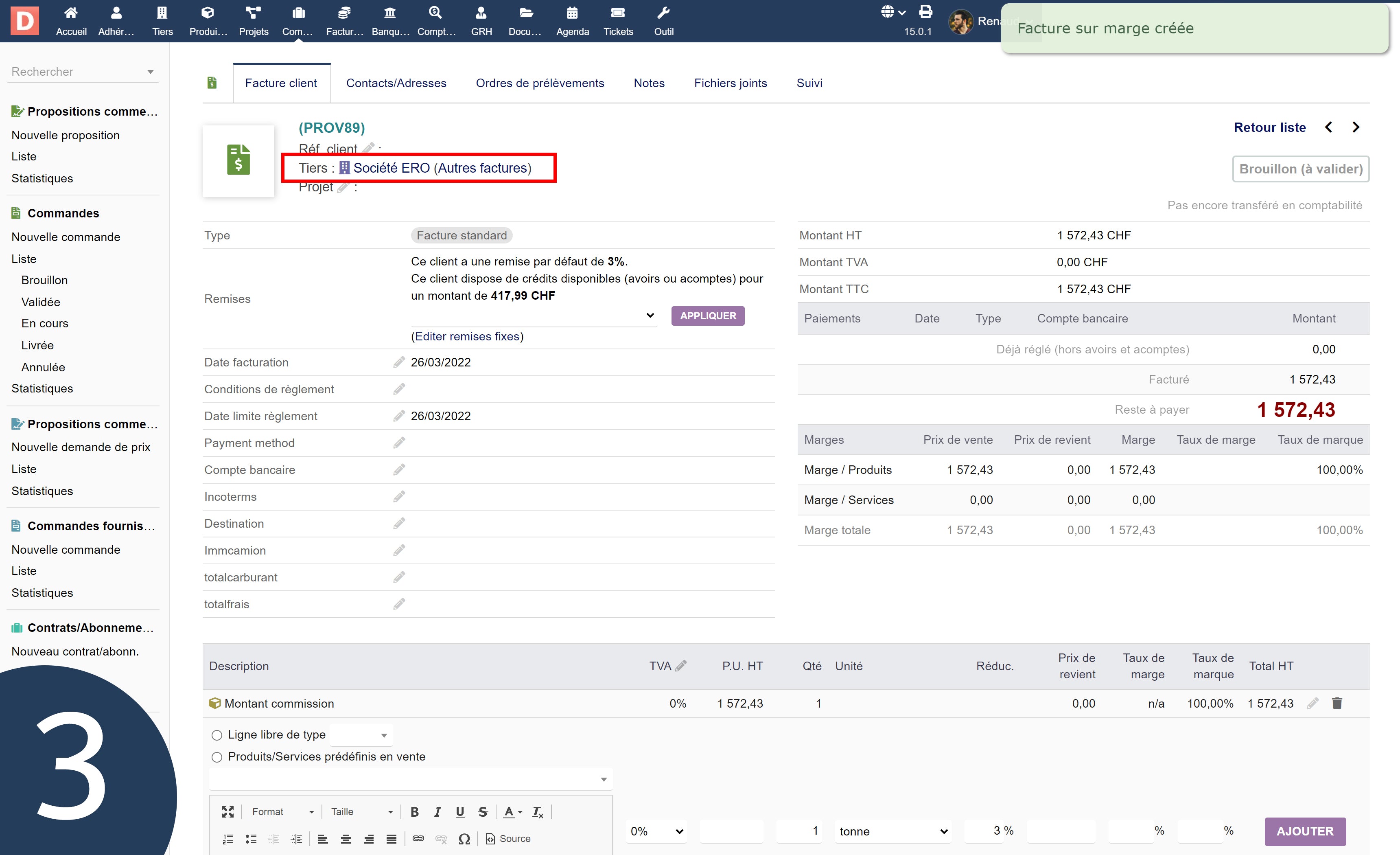 Margin billing - Doli MarketPlace