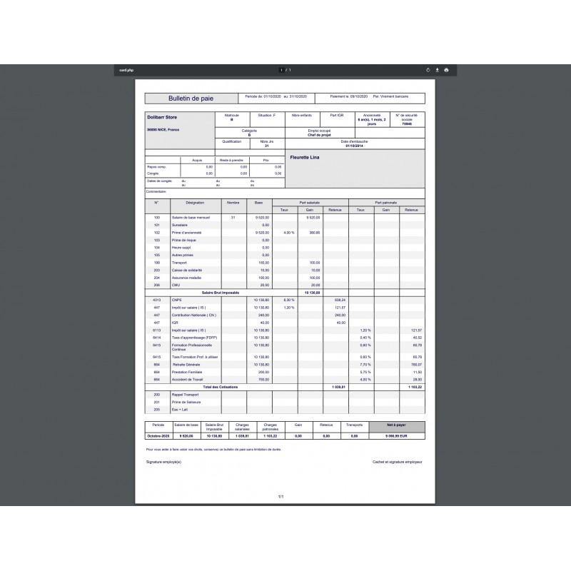 Dolibarr PaySlip - Payroll - Doli Marketplace