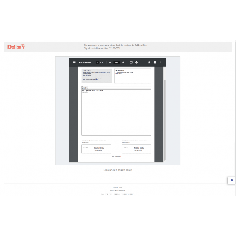 DoliSign signing a document electronically - Doli Marketplace
