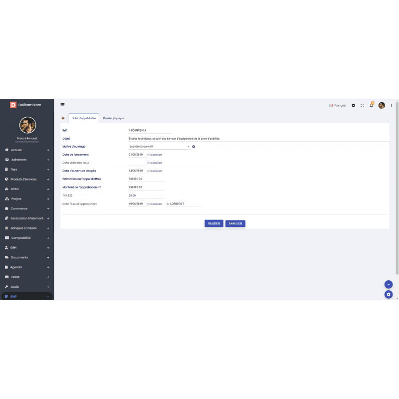 Manage calls for tenders and public contracts - GMP - Doli Marketplace