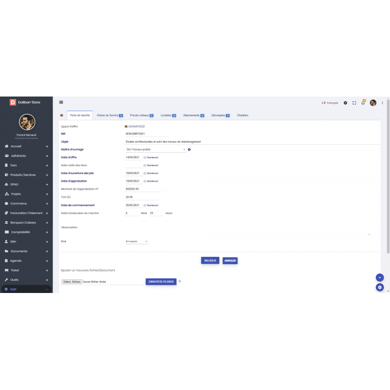 Manage calls for tenders and public contracts - GMP - Doli Marketplace