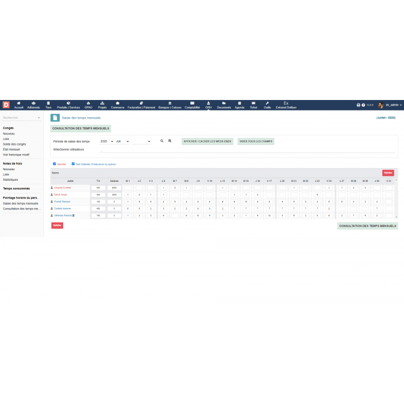 Staff TimeSheet - Dolibarr - Doli Marketplace