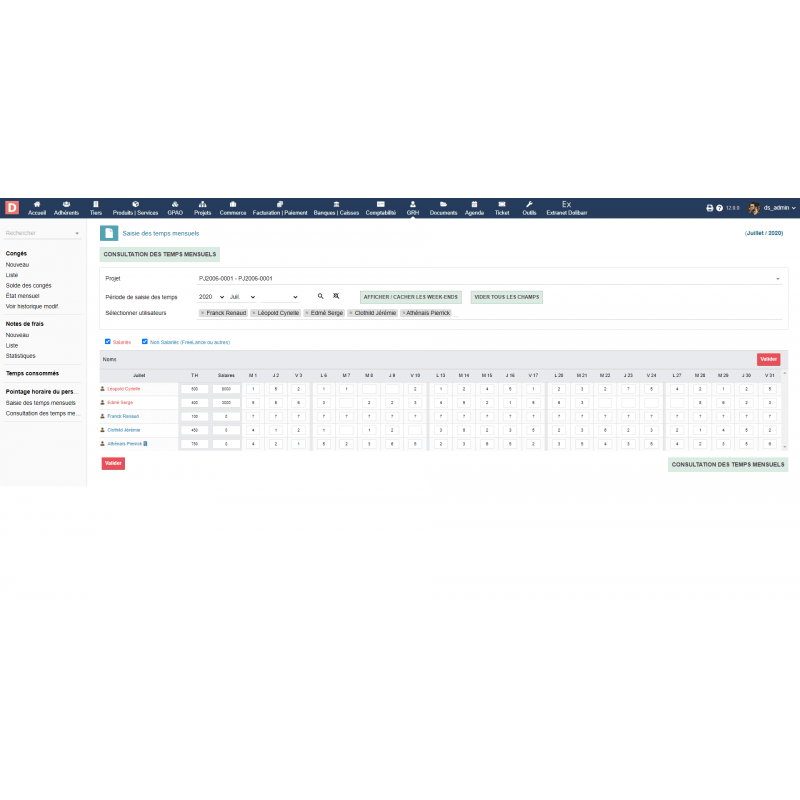 Staff TimeSheet - Dolibarr - Doli Marketplace