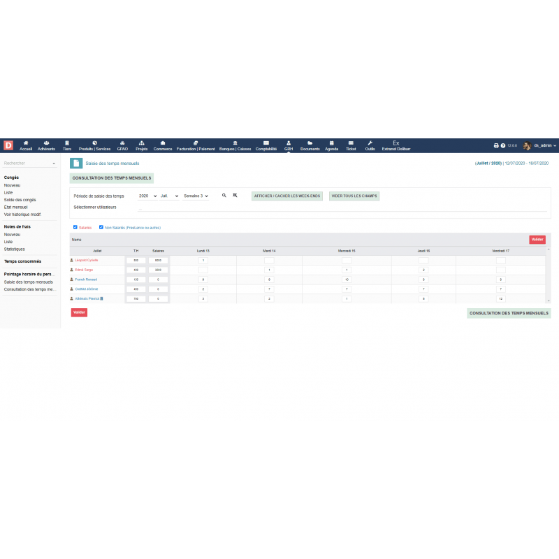 Staff TimeSheet - Dolibarr - Doli Marketplace