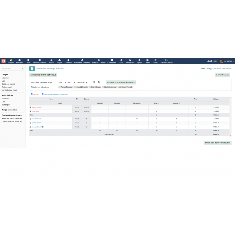 Staff TimeSheet - Dolibarr - Doli Marketplace